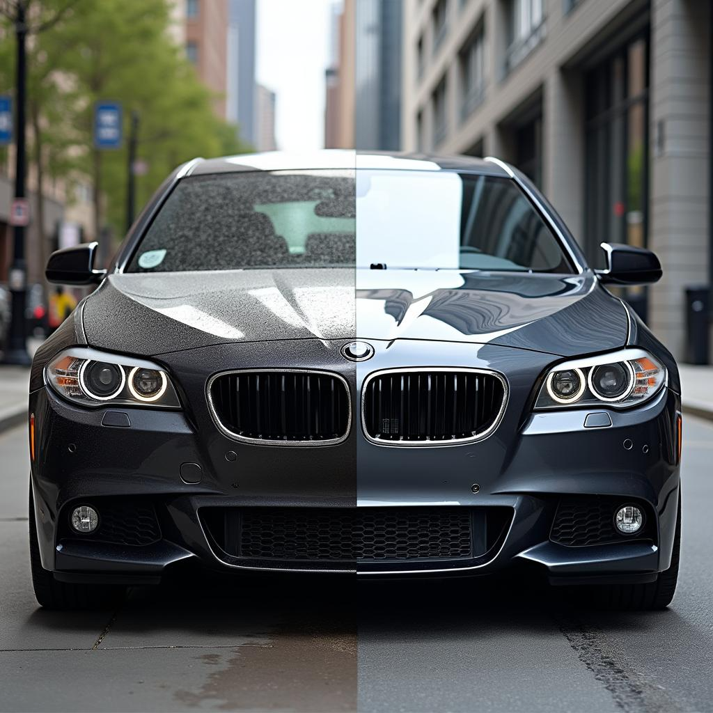 Luxury sedan car detailing before after Seattle - Royal Car Detailing premium vehicle transformation professional mobile service