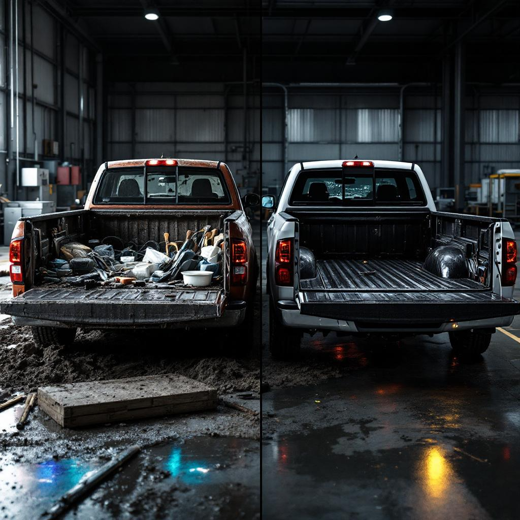 Work truck detailing before and after Seattle - Royal Car Detailing commercial vehicle transformation mobile auto detailing